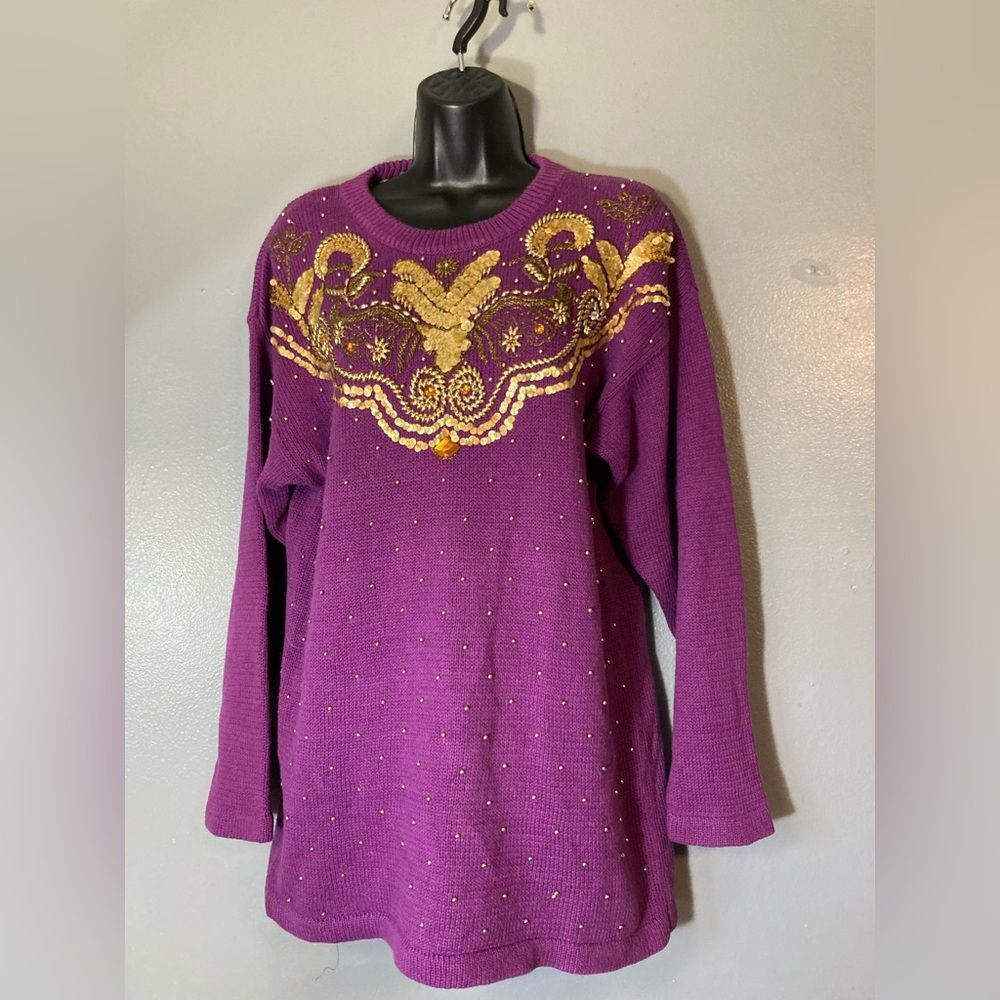 Victoria Harbour Purple Sweatshirt with Gold Accents - Picture 1 of 6